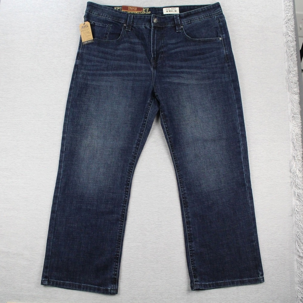 T.K. Axel Slim Boot Jeans Mens Size 40x30 Blue Dark Wash Cotton Poly Stretch